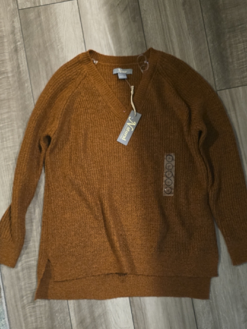 Natural Reflections Brand Rust Brown V-Neck Knit Sweater